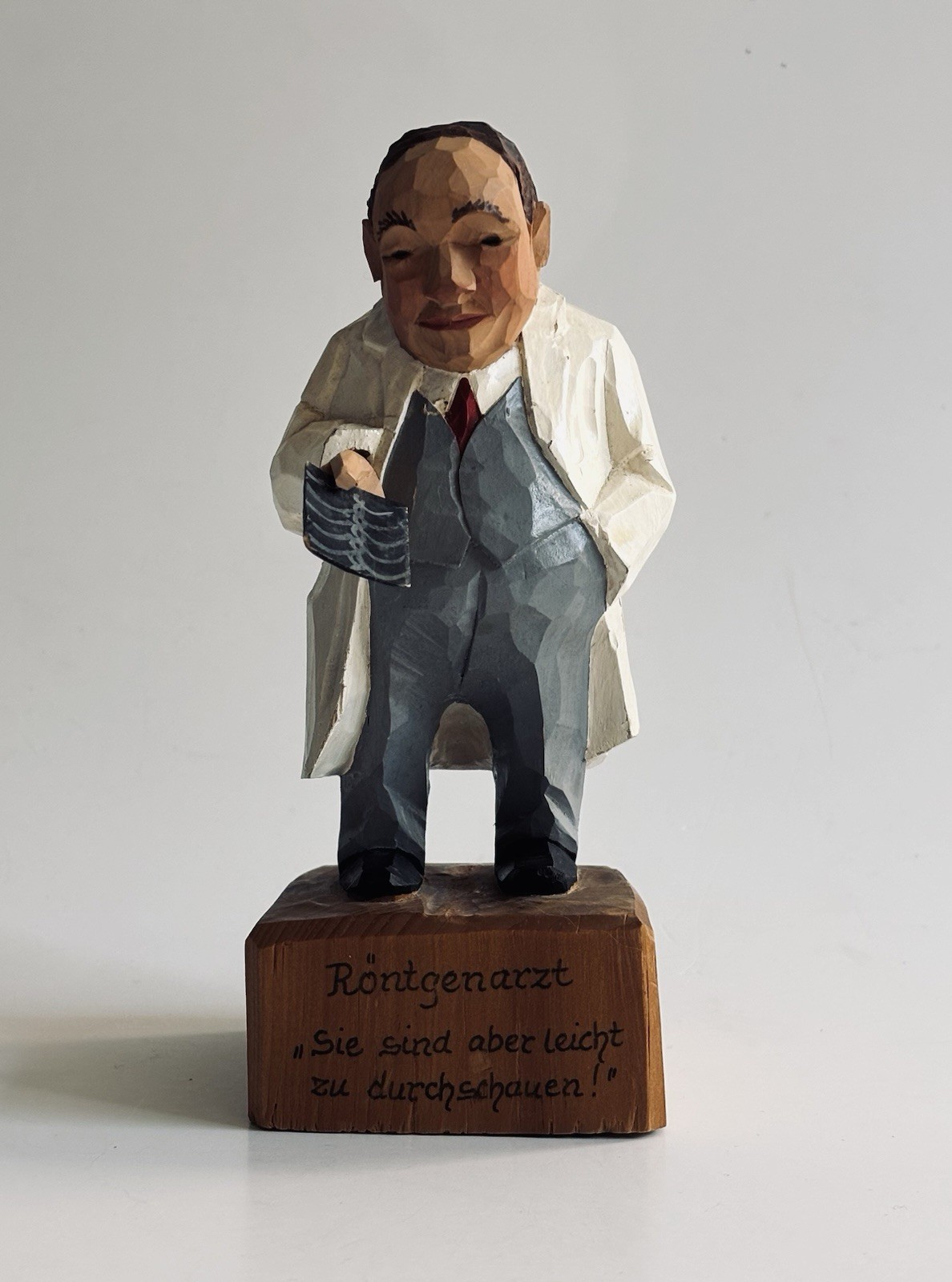 Vintage Jaschke Pretzl Wood Figurine Doctor Radiologist German Humor 