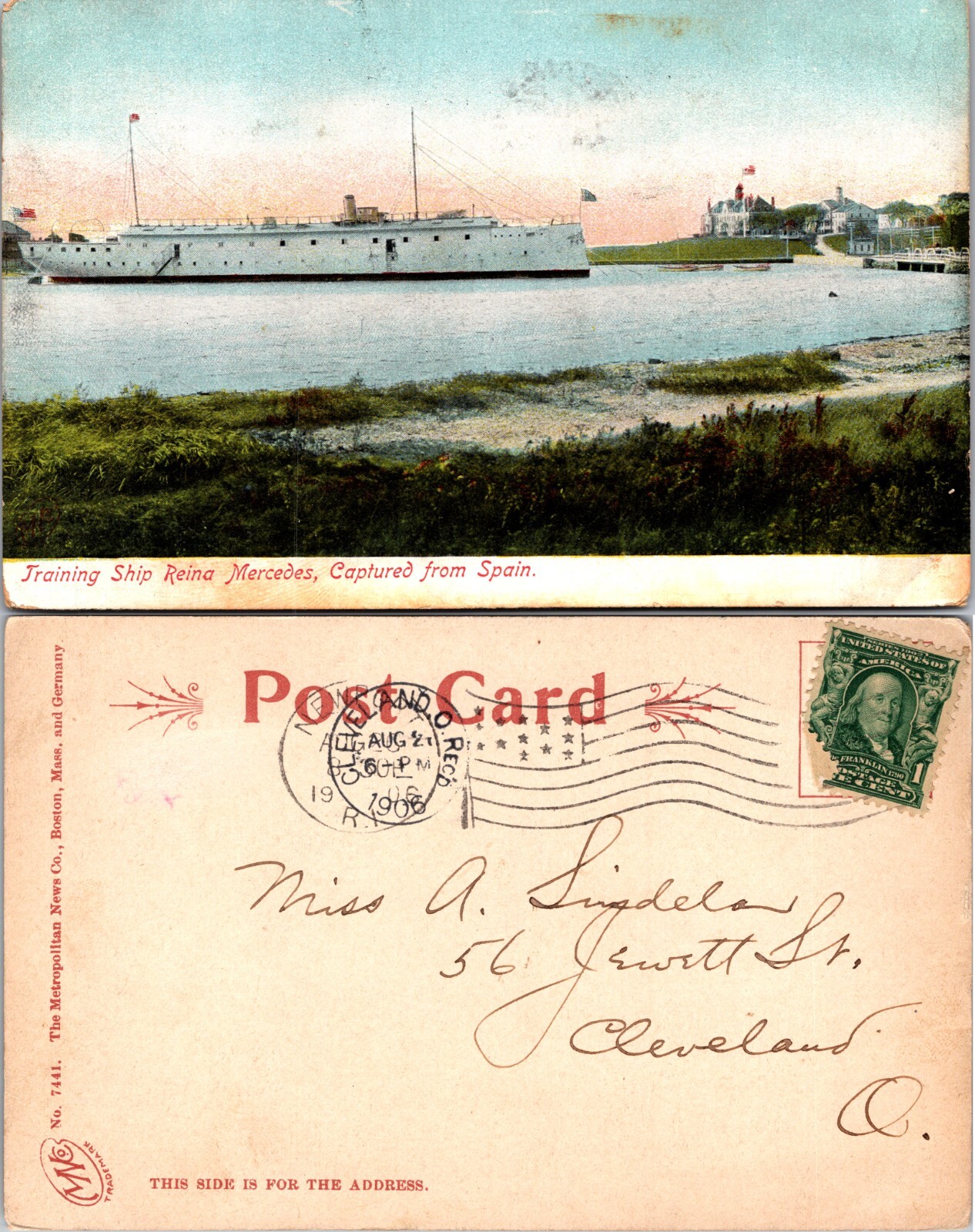 Training Ship Reina Mercedes Captured from Spain Postcard
