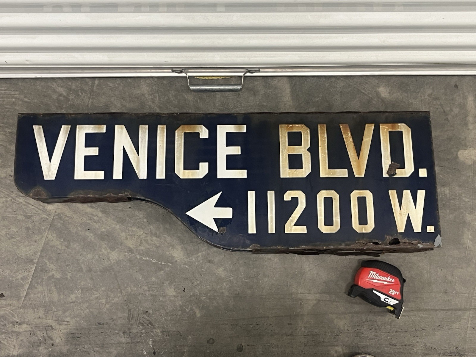 SUPER RARE 🔥 1950’s Los Angeles Porcelain SHOTGUN Street Sign VENICE BLVD