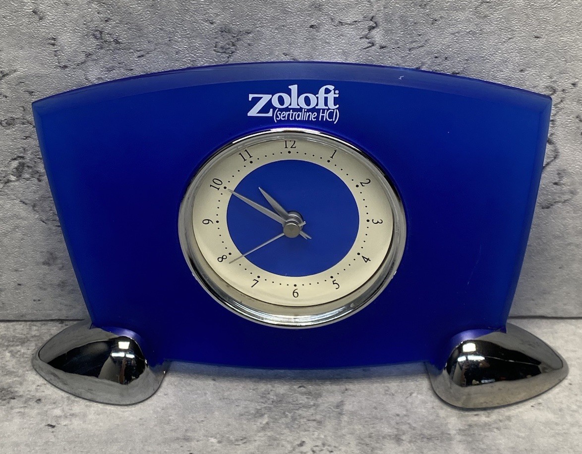 Vintage Zoloft Pharmaceutical Drug Rep Promotional Quartz Desk Clock Non-Working