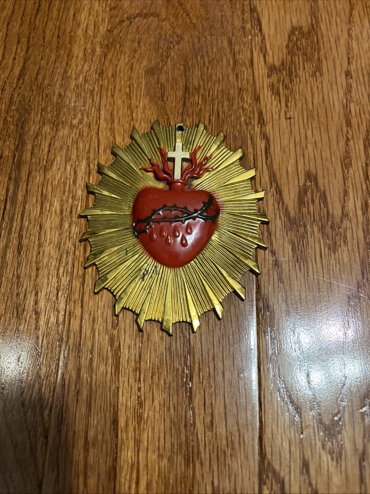 Vintage Sacred Heart Of Jesus Casket Plaque