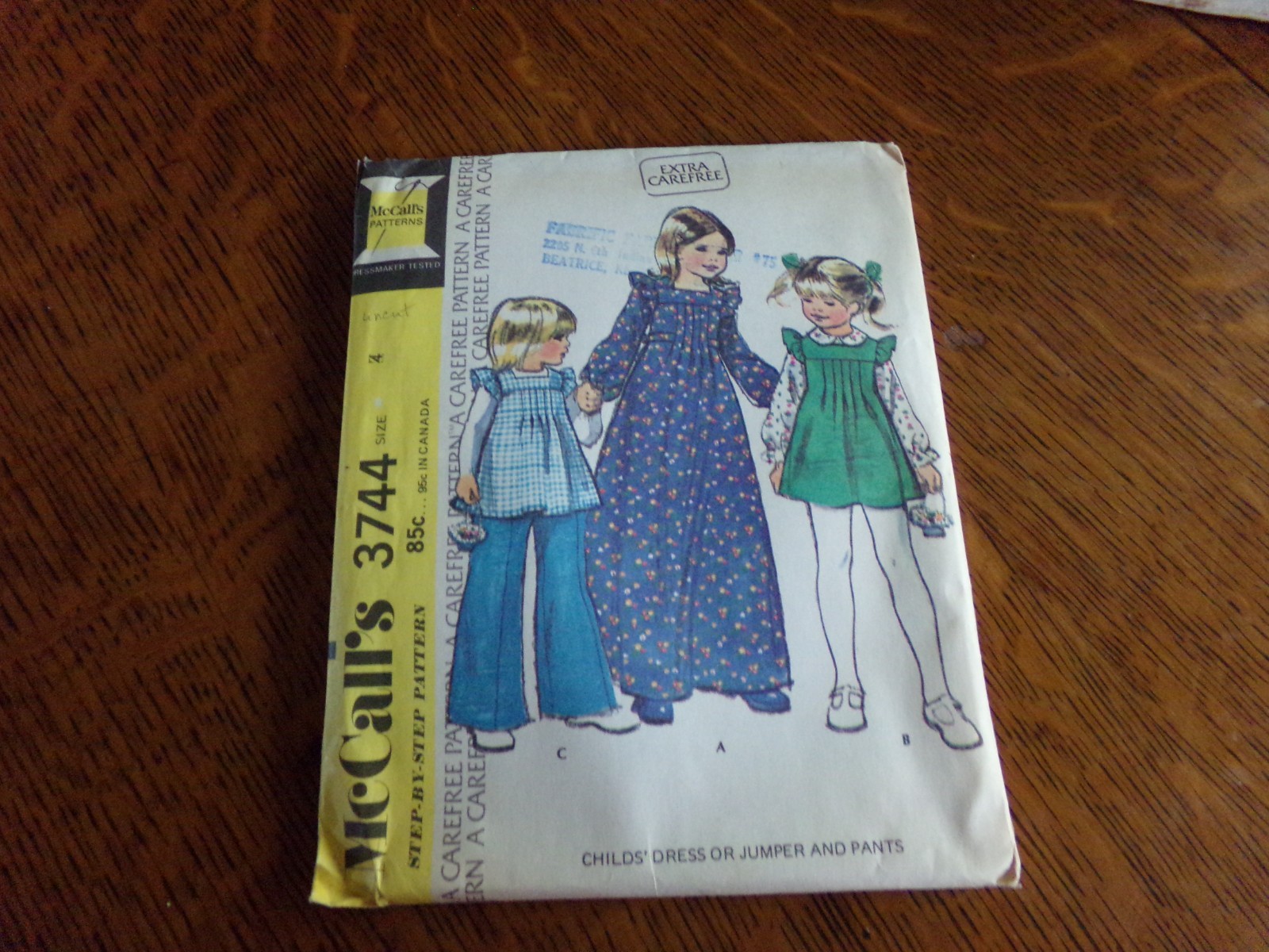 little girl\'s long & short dress, jumper and pants pattern, size 4, uncut
