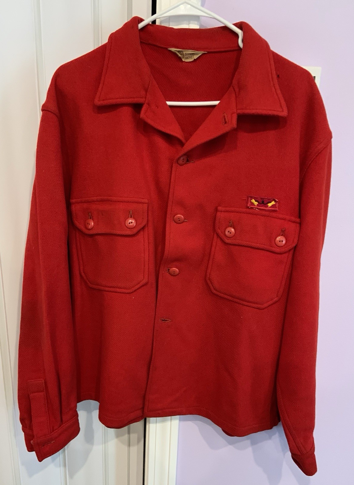 Vtg 1950’s Official BSA Red Wool Jacket Patch On Back See Pics For Size