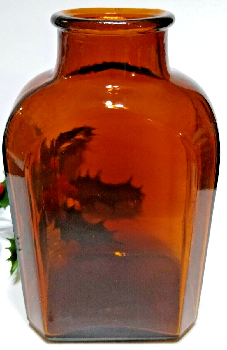 Snuff Bottle Vintage Brown Glass Jar Amber Country Vase collectible Crafts