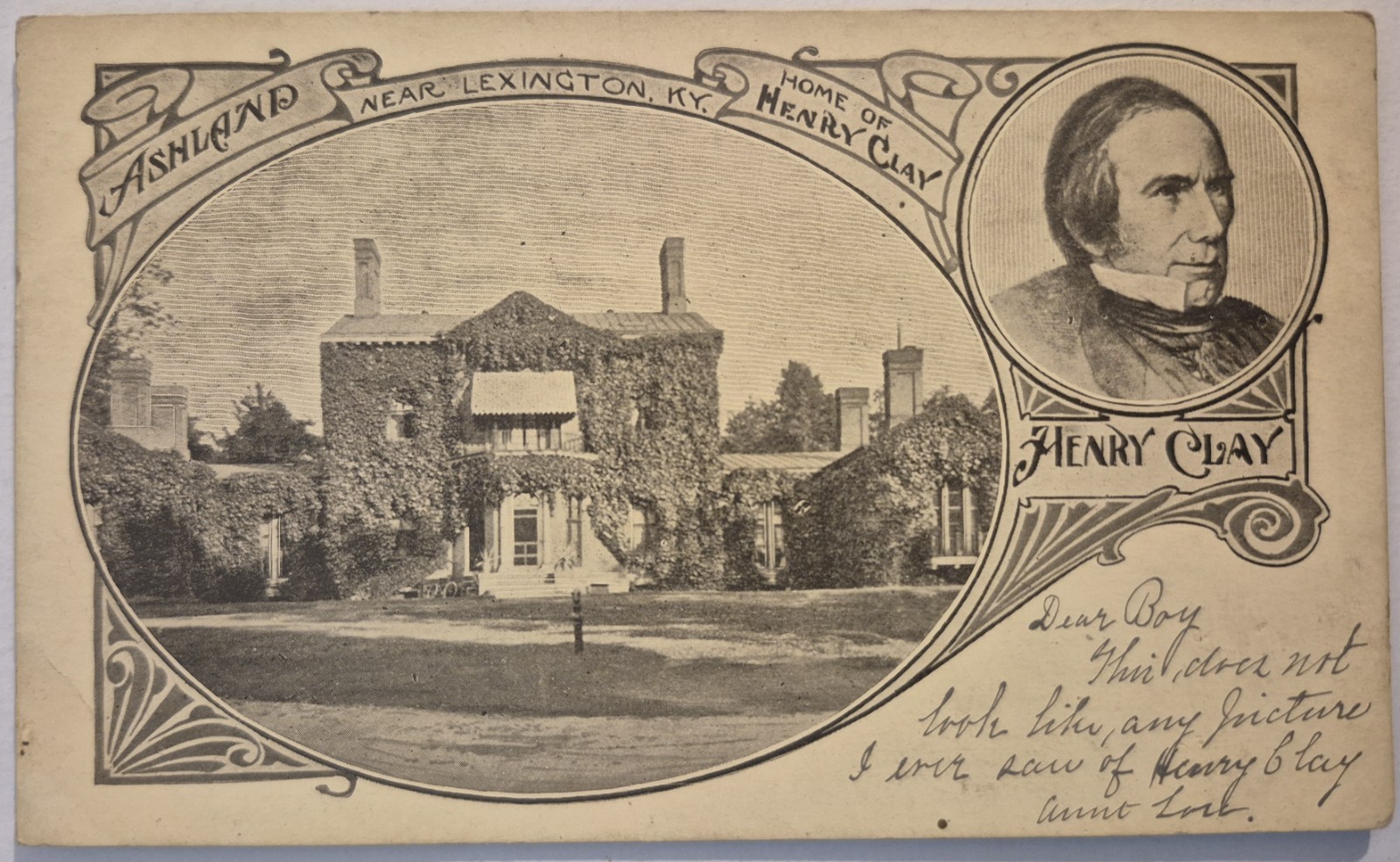 Vintage Postcard Home Of Henry Clay Ashland Lexington Kentucky   AA132