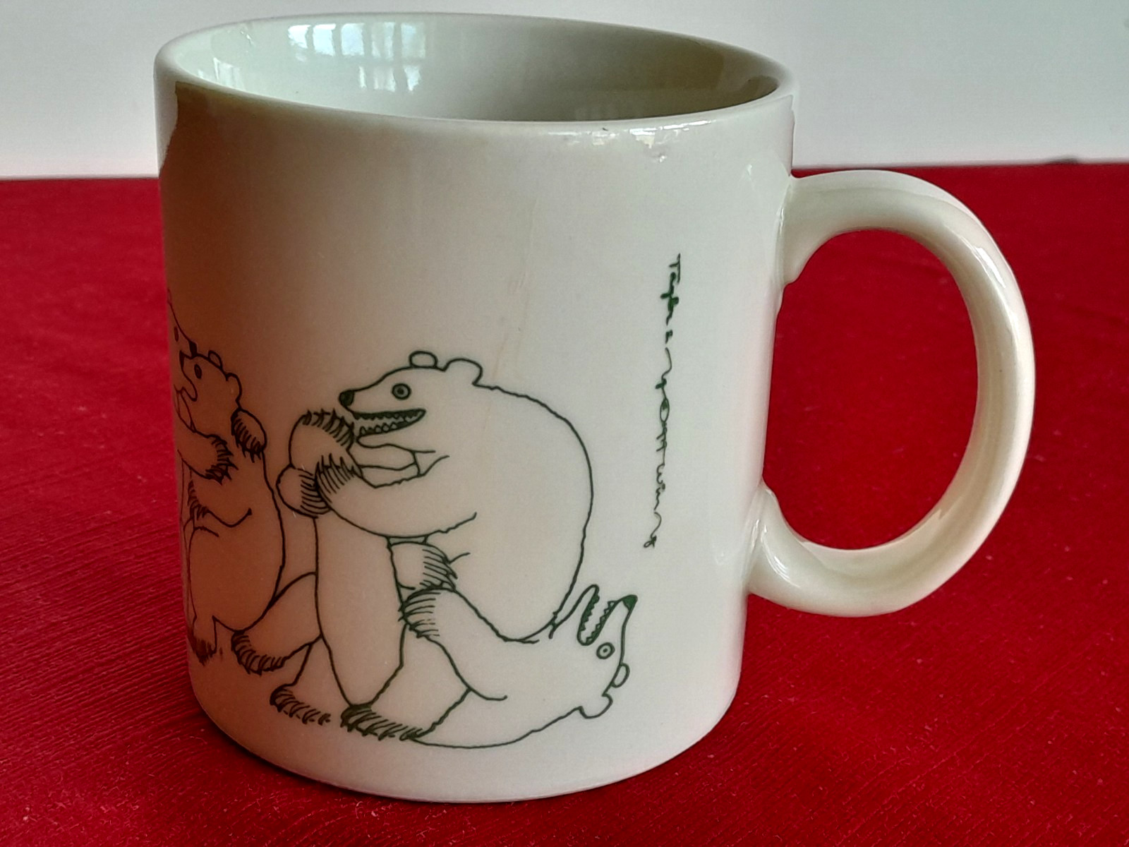 Vtg 1979 Taylor & Ng Naughty Bears Coffee Mug Green Win Ng with Japan Sticker