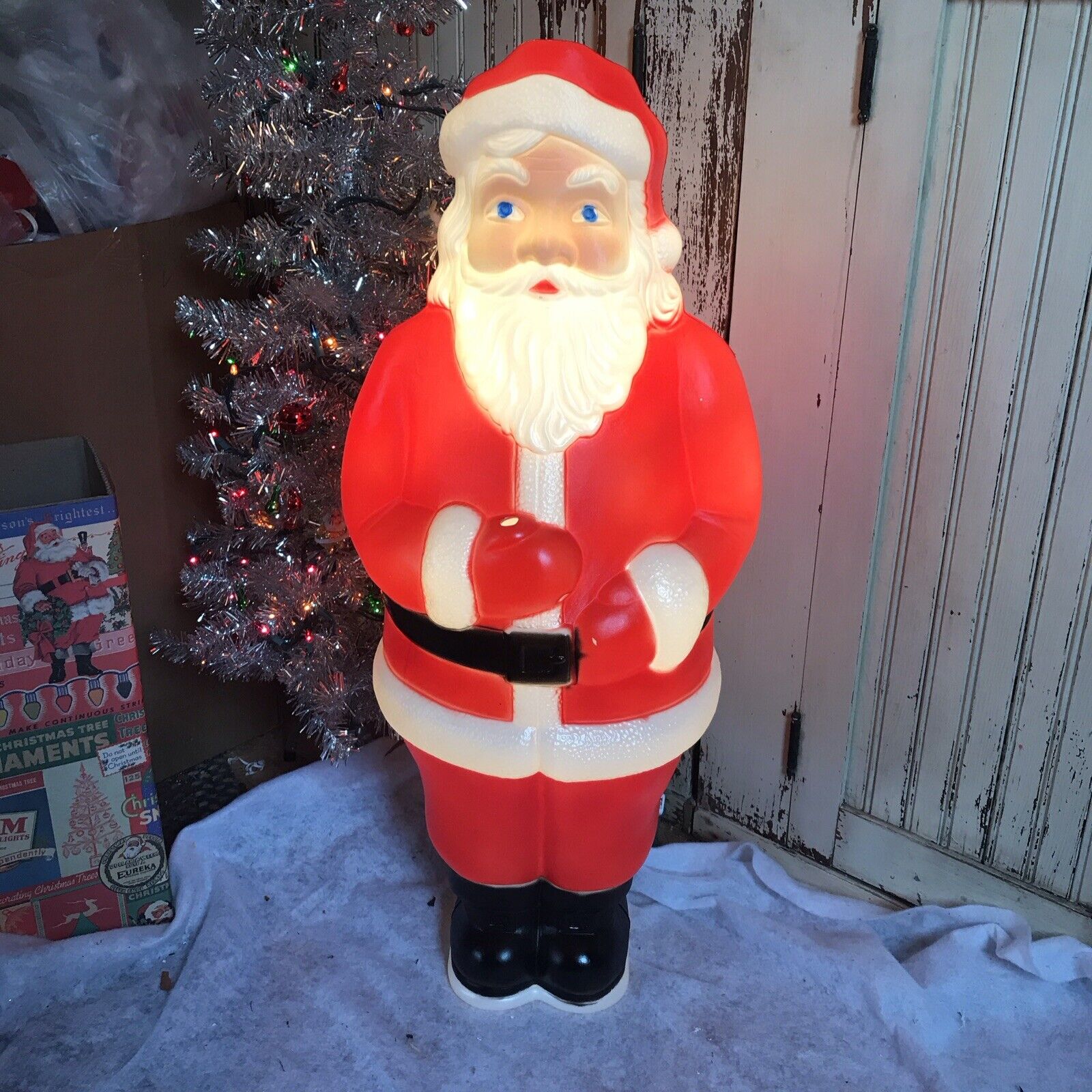 Vintage Blow Mold Santa Lighted Union Products New Old Stock Christmas