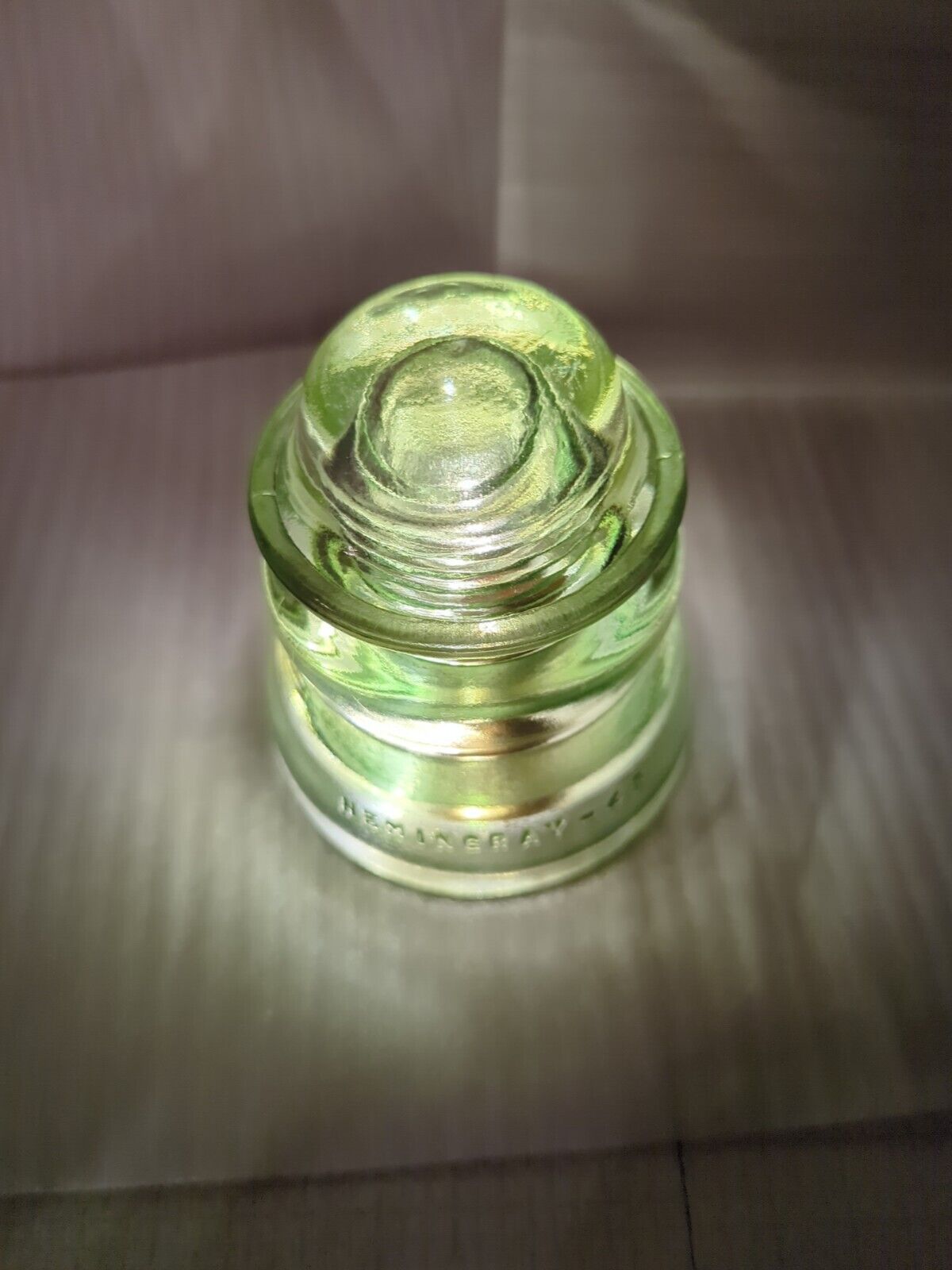 Vintage Stained Hemingray Insulator #45 - With A Modified Green Color &  Light 