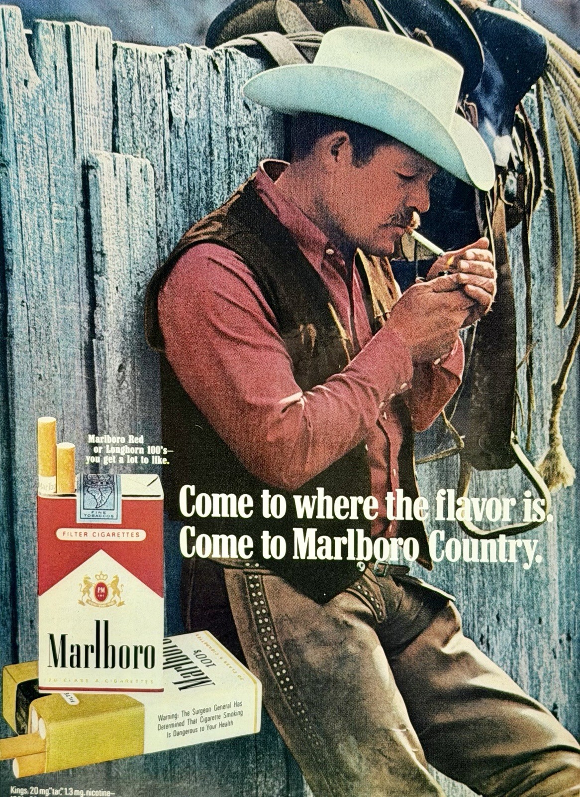 Marlboro Cigarettes 1971 Marlboro Man Country Original Preserved Print Ad