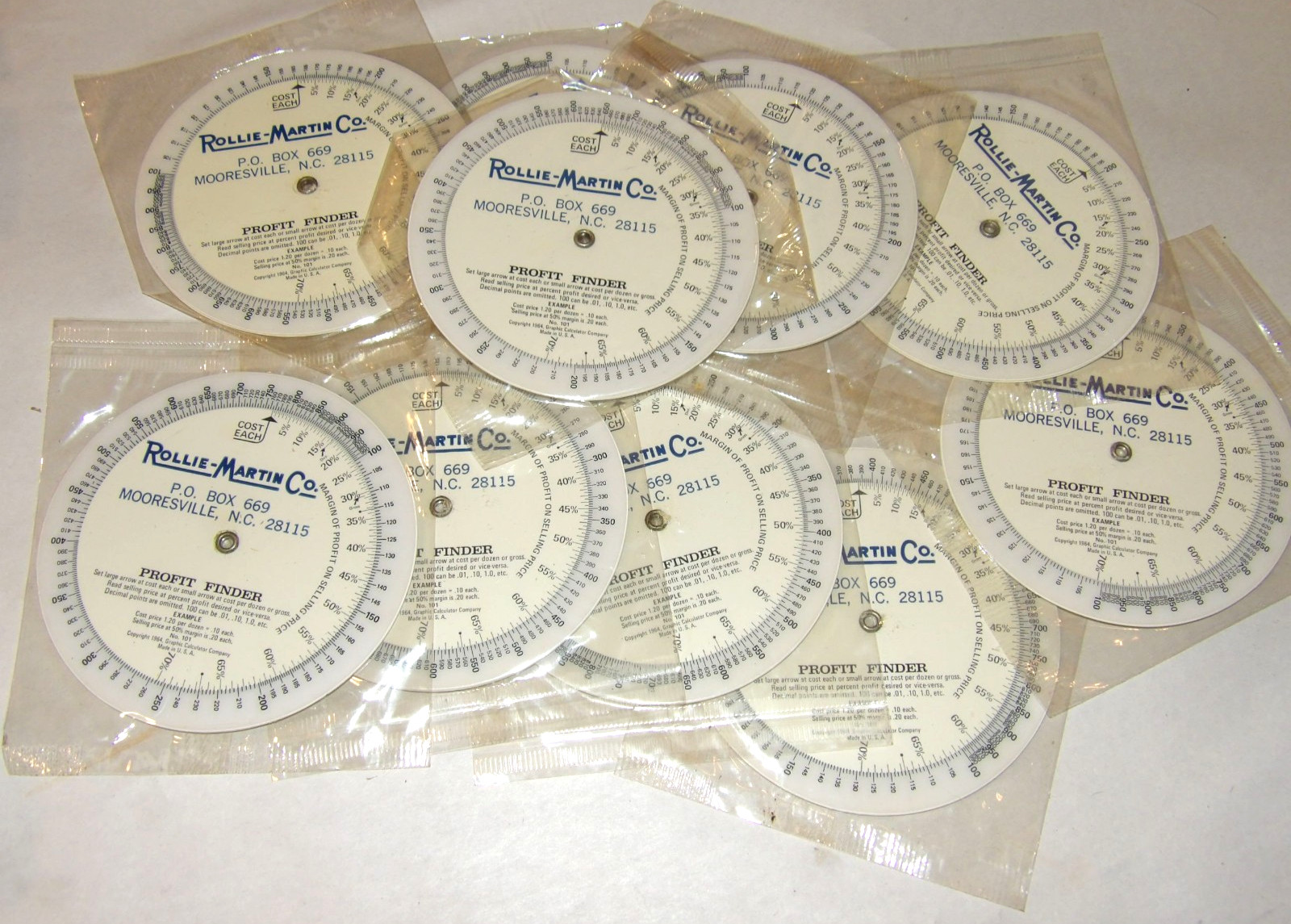 10 UNUSED VINTAGE 1964 PROFIT FINDER CIRCULAR SLIDE RULES 4