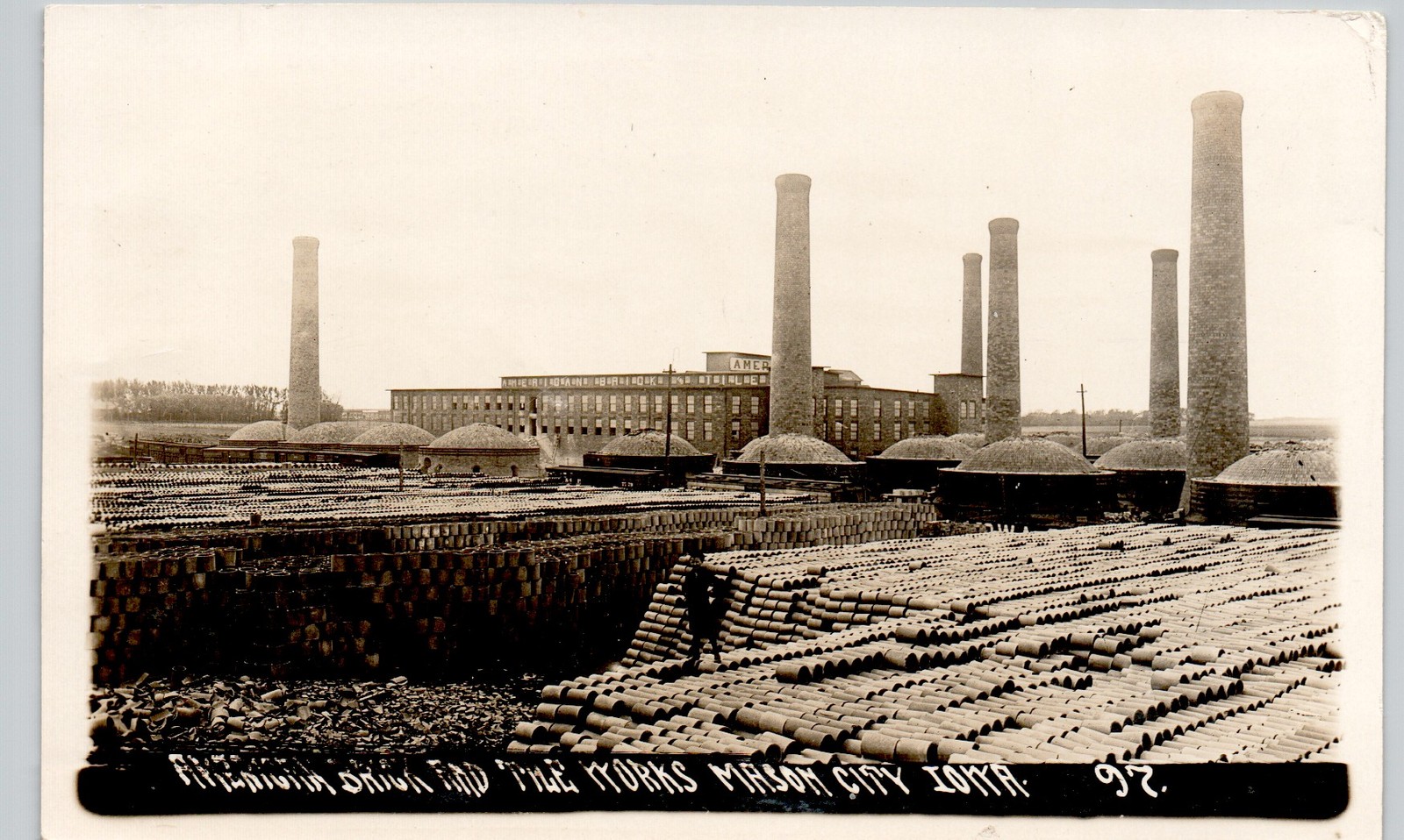 AMERICAN BRICK & TILE WORKS mason city ia c1910 postcard iowa real photo rppc