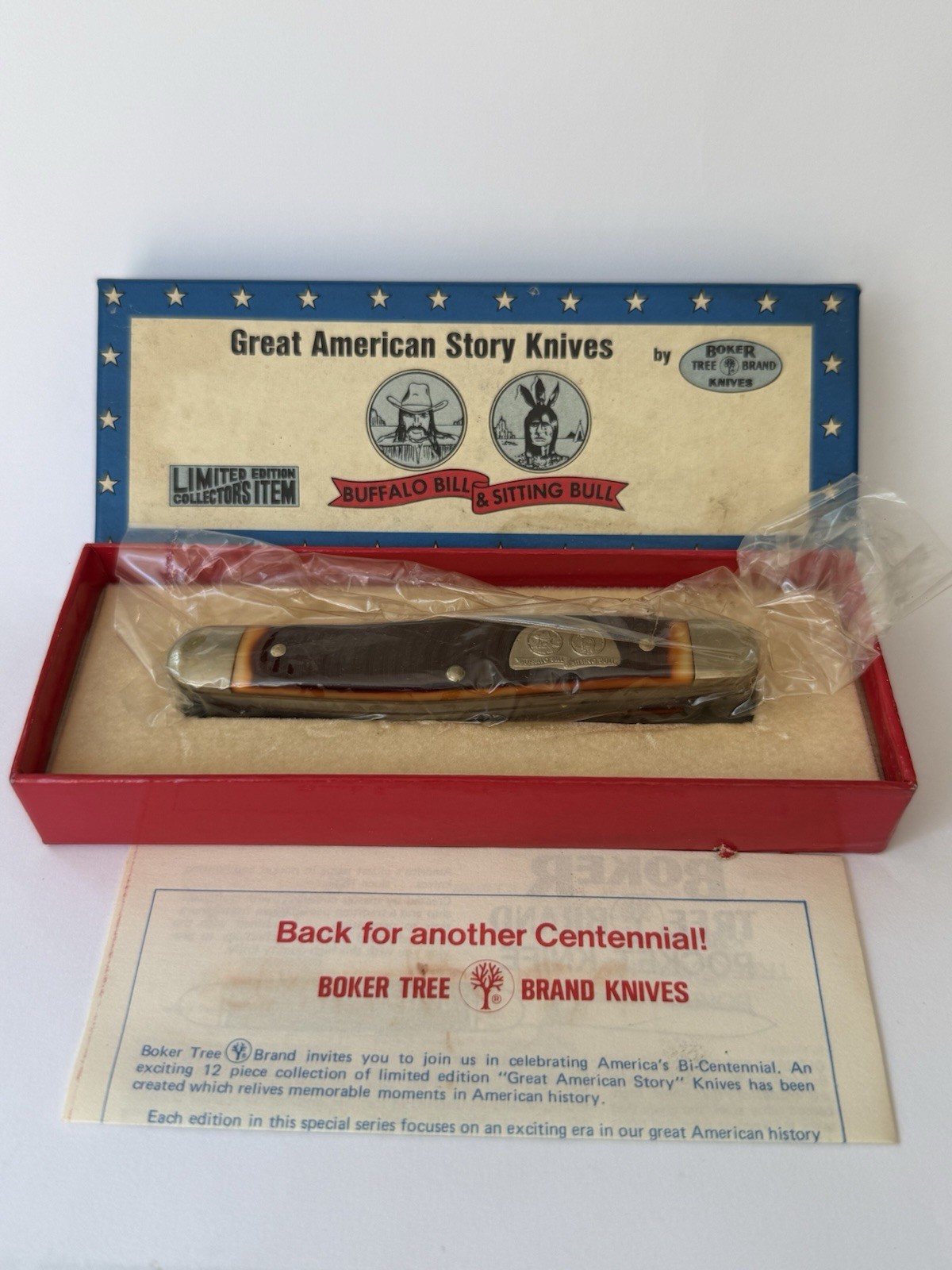 NOS* Boker Great American Story Knives Buffalo Bill & Sitting Bull 1777