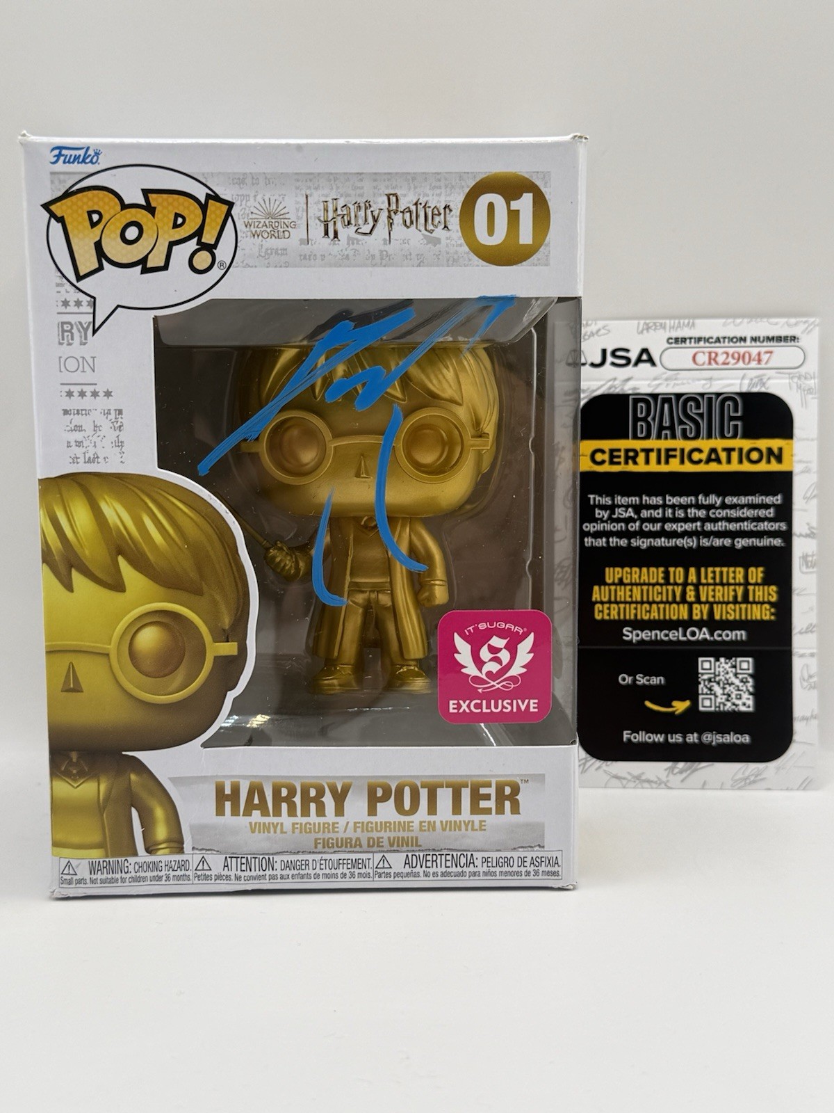 Funko Pop Harry Potter Gold signed DANIEL  Radcliffe JSA COA It’s Sugar #01 SEE