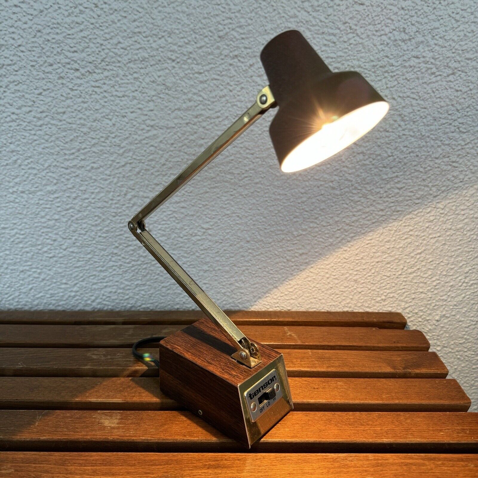 Vintage Mid Century Brown Gold Metal Tensor Desk Lamp MCM