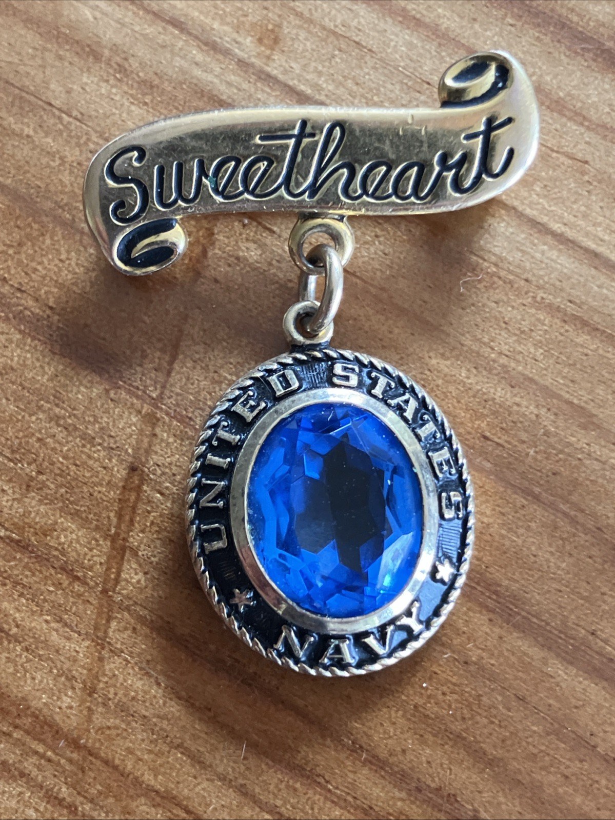 VTG Crest Craft 1/20 10k Brooch Sterling Silver Pendant U.S. Navy Sweetheart