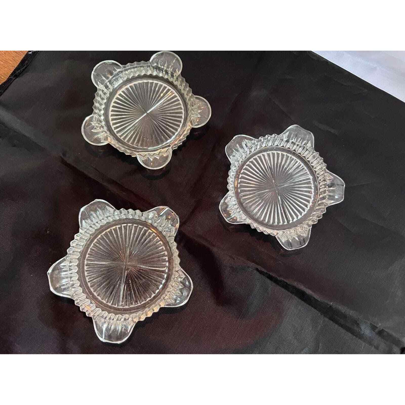 Vintage Mid Century Round Glass ashtrays- Set of 3