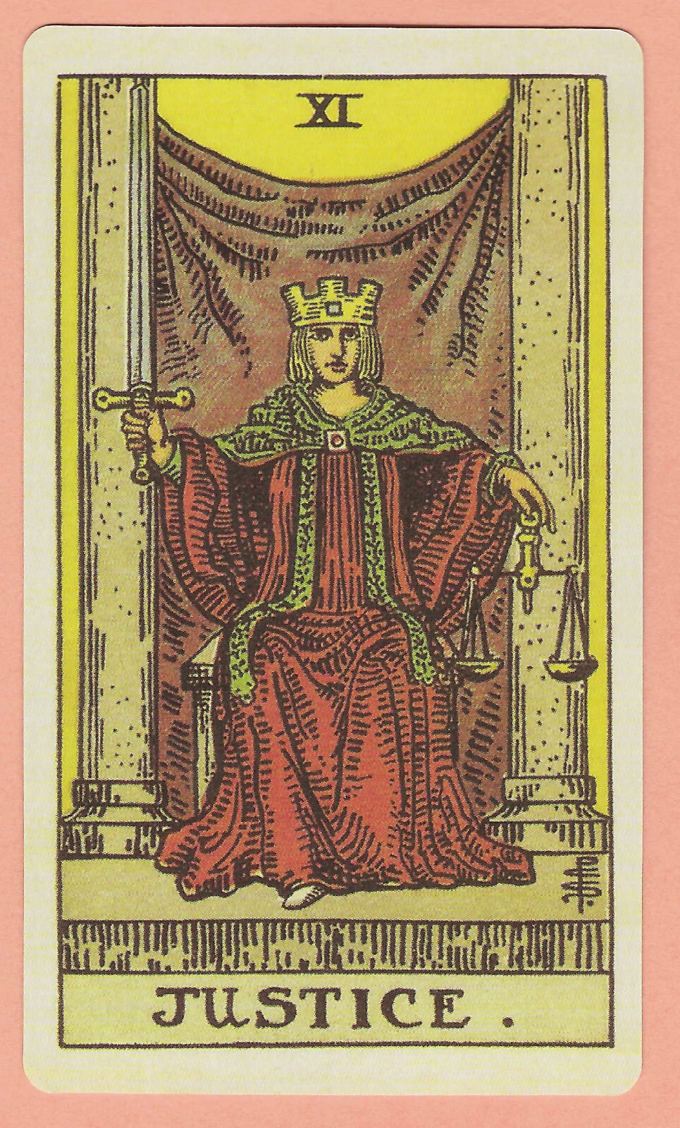 Justice, Major Arcana XI, Classic, single swap Tarot Card - 2⅜