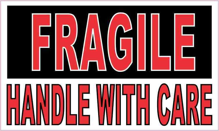 5x3 Fragile Handle With Care Sticker Vinyl Sign Decal Stickers Caution Decals