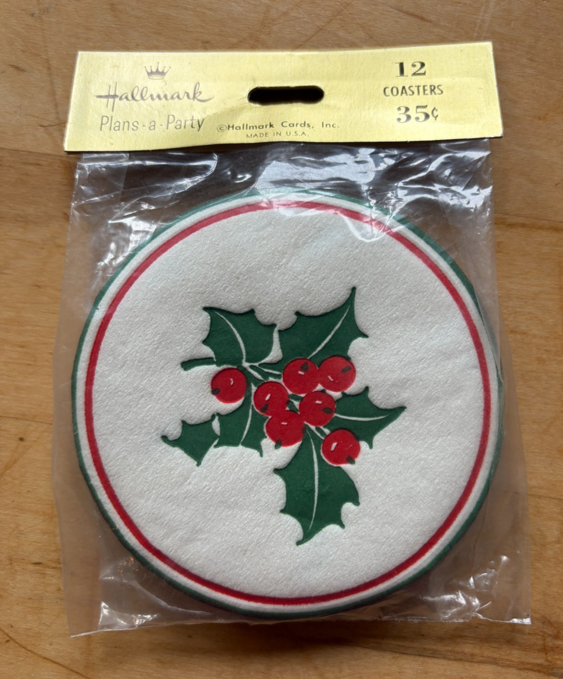 Vintage 12 Pack Hallmark Christmas Holly Coasters MCM ephemera