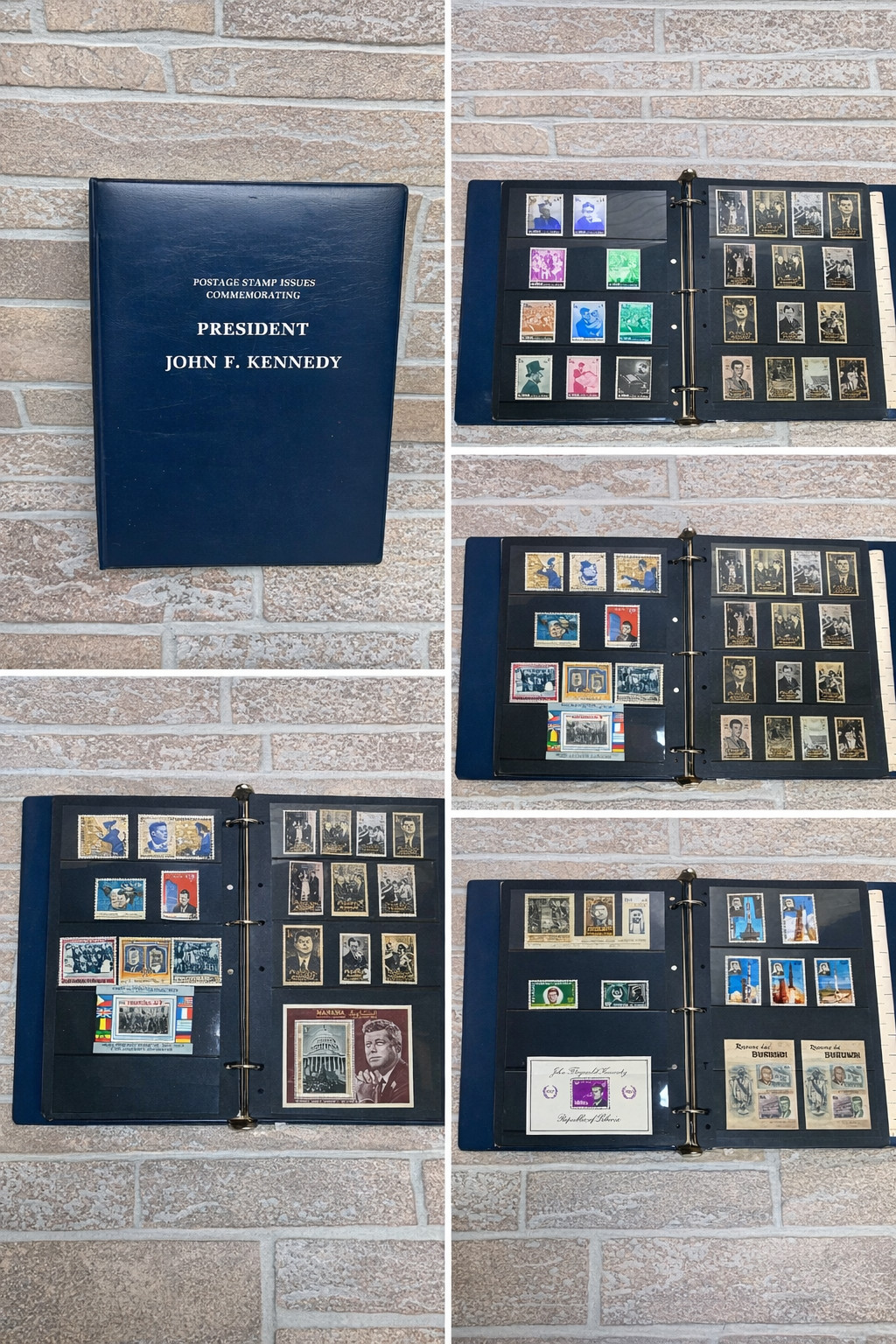 HUGE RARE VINTAGE John F Kennedy Commemorative Stamp Portfolio
