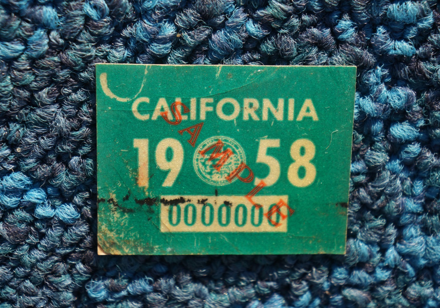 Vintage 1958 California SAMPLE License Plate Sticker - Unused Vintage 1958 California SAMPLE License Plate Sticker - Unused