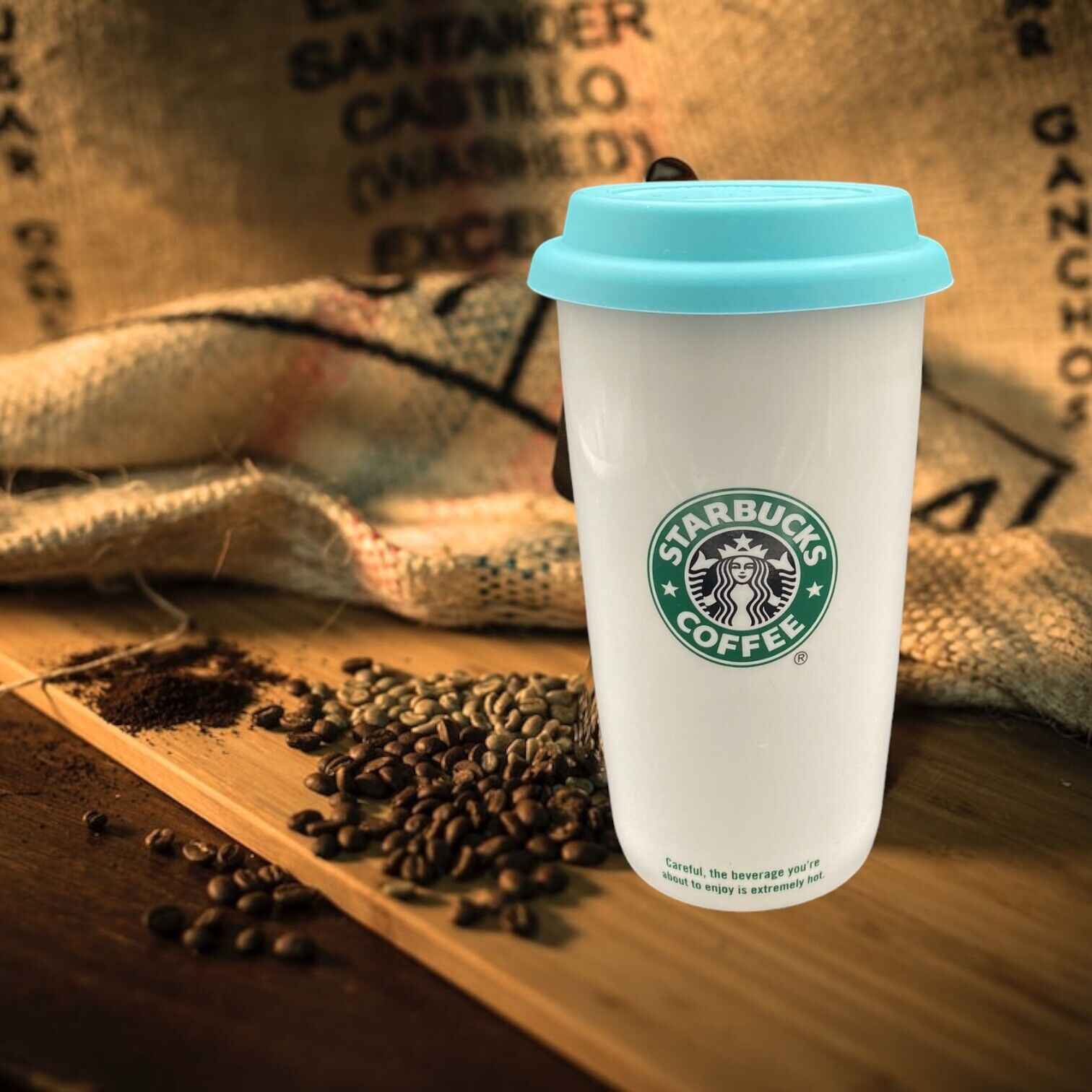 2009 Starbucks 12oz Mermaid Siren Ceramic Travel Coffee Mug/Tumbler with Lid