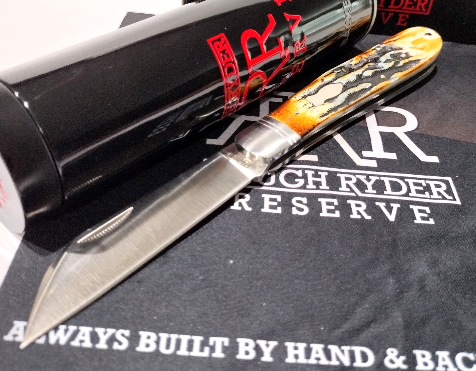 Rough Ryder Reserve Brown Stag Bone D2 Tool Steel Grandaddy Folder Pocket Knife Rough Ryder Reserve Brown Stag Bone D2 Tool Steel Grandaddy Folder Pocket Knife