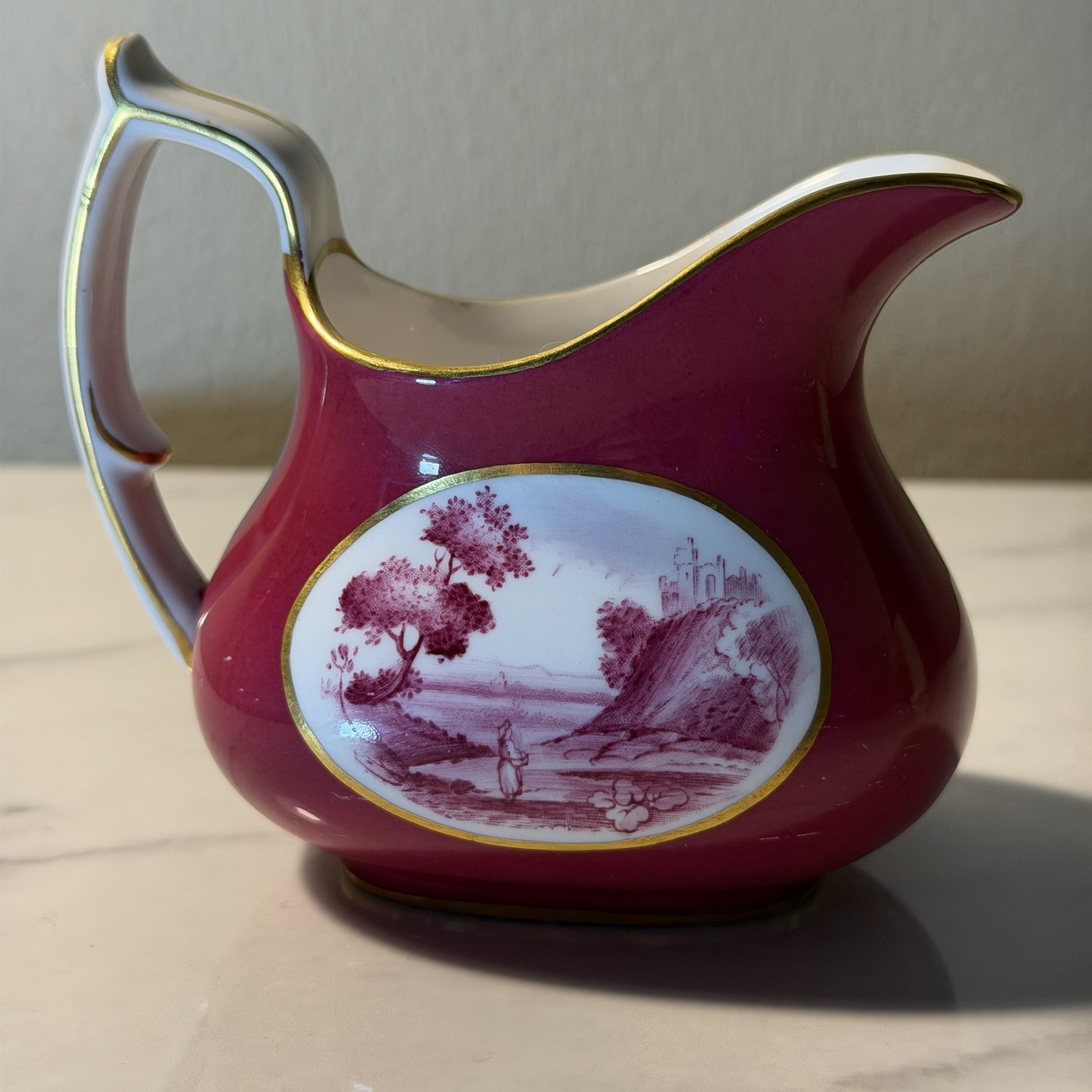 vintage TATMAN Chicago Spode Copeland's china red gold country road  CREAMER