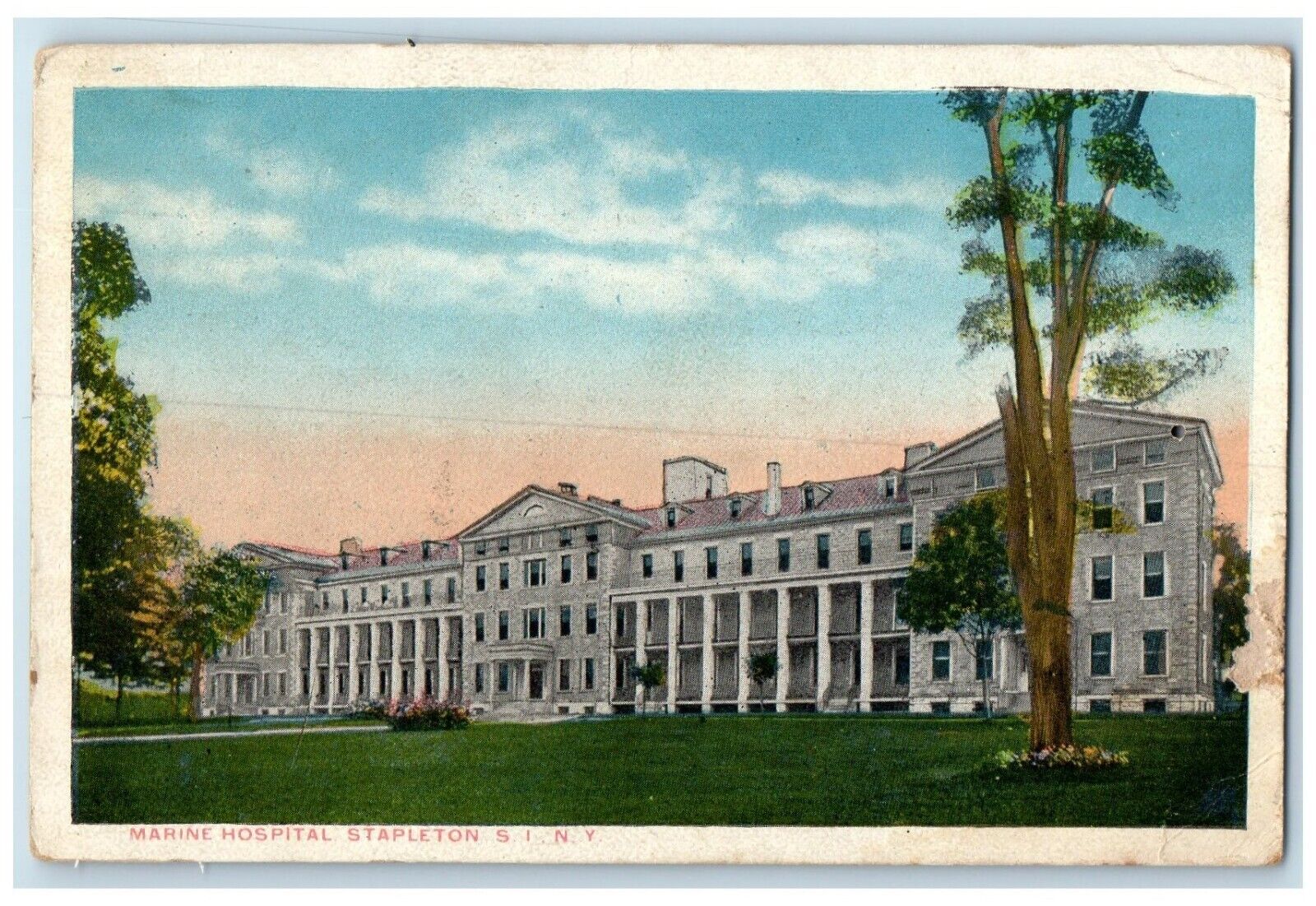 1919 Exterior View Marine Hospital Building Stapleton New York Vintage Postcard