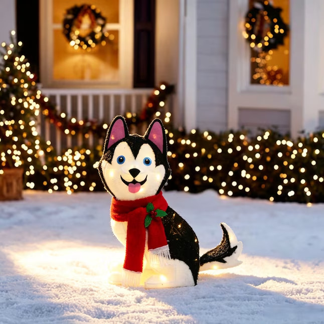 2FT christmas led siberian husky dog tinsel lighted outdoor yard decor 2FT christmas led siberian husky dog tinsel lighted outdoor yard decor