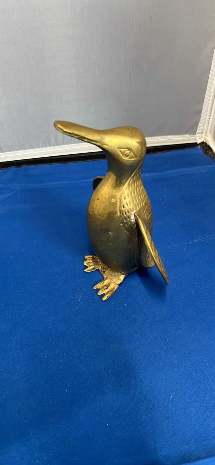 Brass Penguin Figurine Vintage, Standing, Antarctic Bird Sculpture, 7.25