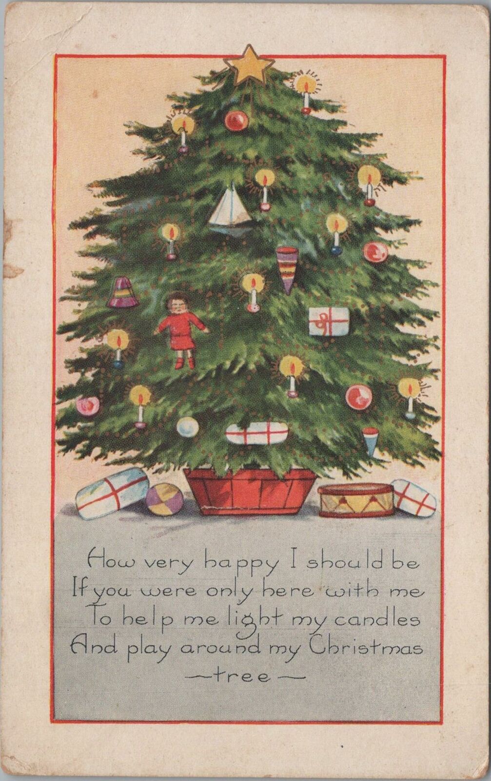 Postcard Christmas Tree With Presents 