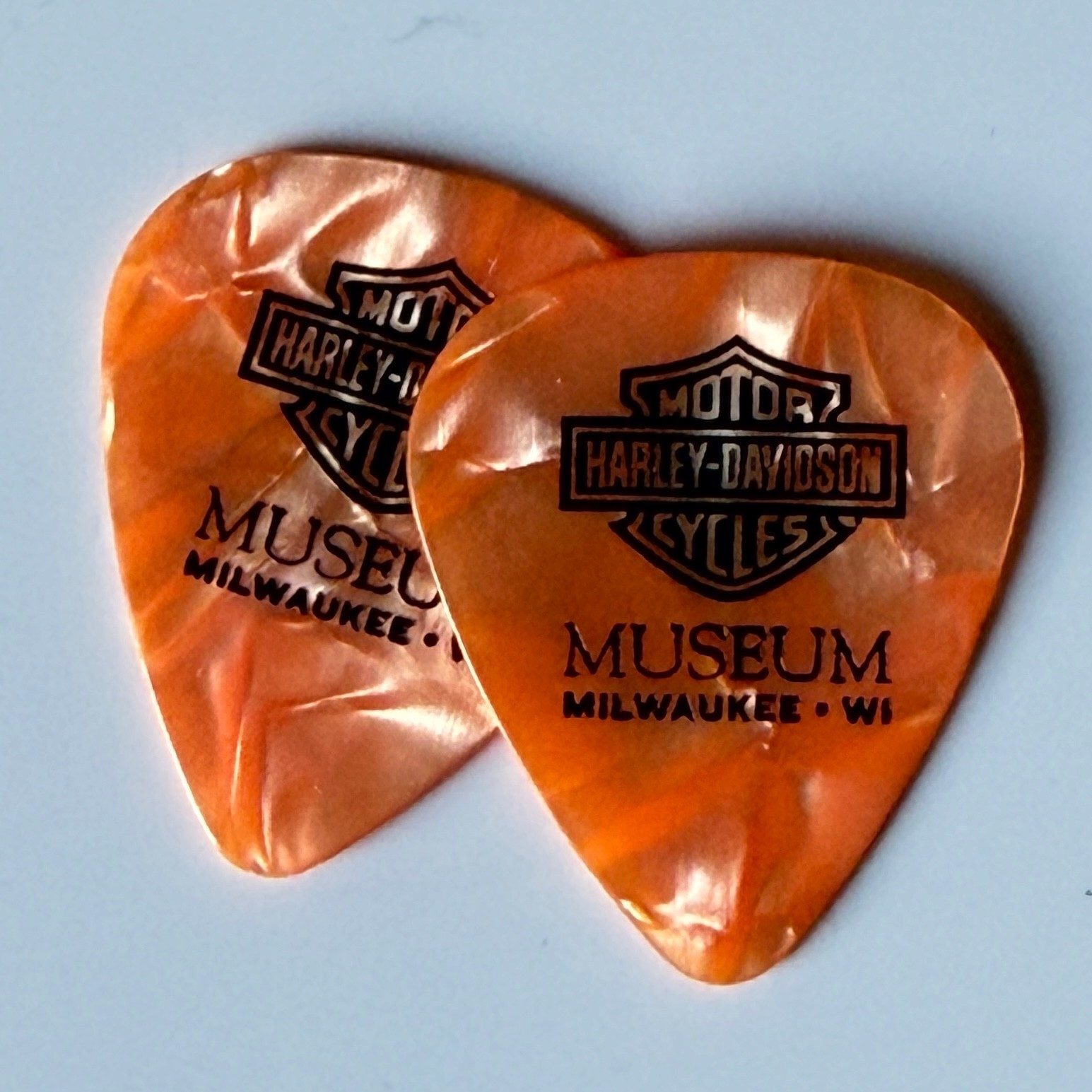 Harley-Davidson Museum Pair of Orange Black Pearl Guitar Picks