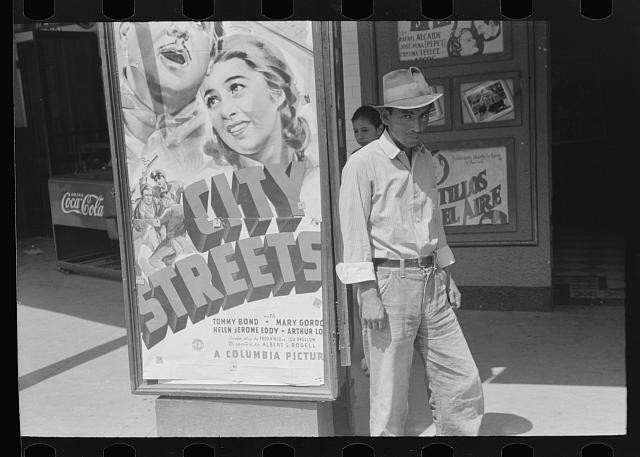 Photo:San Antonio Texas 1939 Mexican Man Movie Theater Street Scene