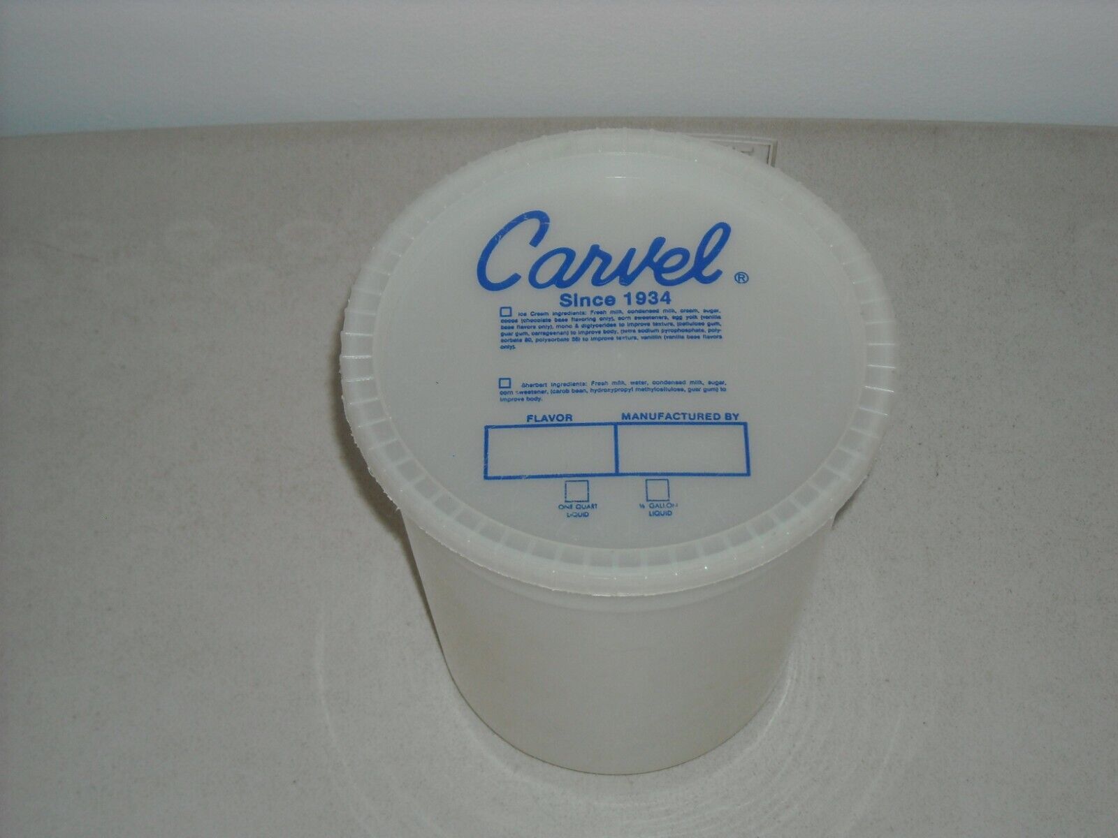 Vintage Carvel Half Gallon Ice Cream Container