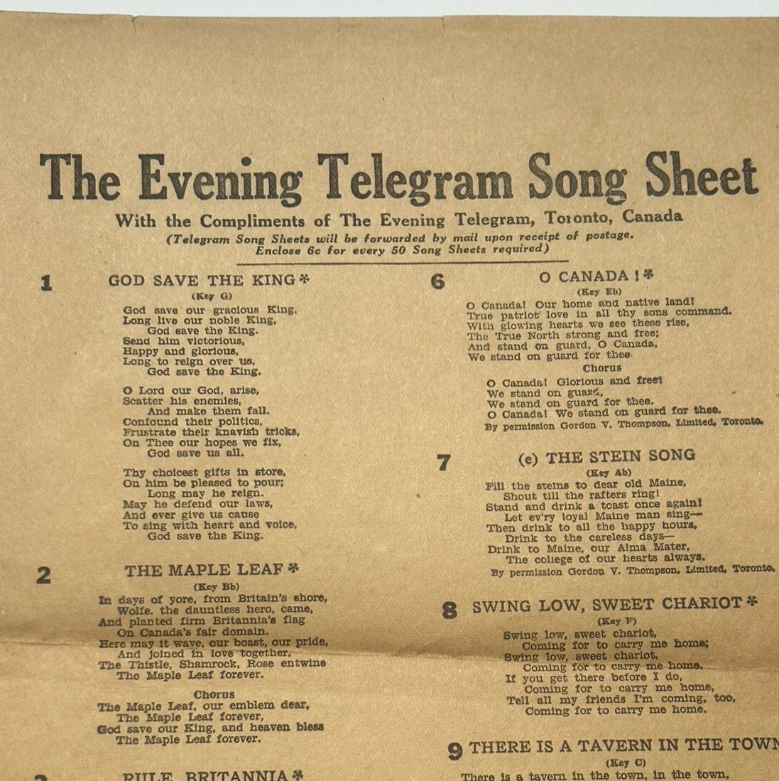 Antique Sheet Music God Save the King The Evening Telegram Song Toronto Canada