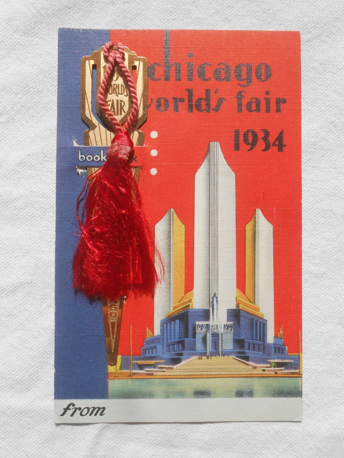 1934 Chicago World\'s Fair Brass Bookmark Letter Opener Federal Building