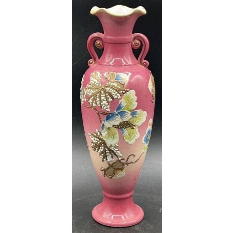 Victorian Pink Pottery Vase 9.5\