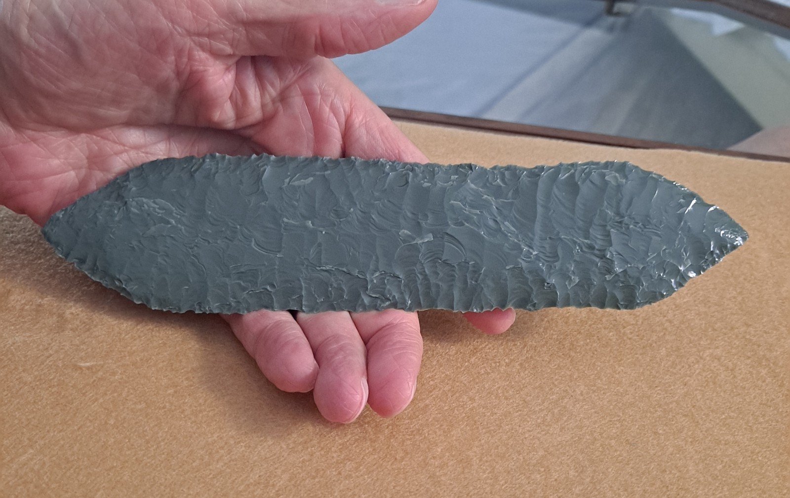 Large Gray Obsidian Bi-pointed Blade From Estate Sale In Oregon