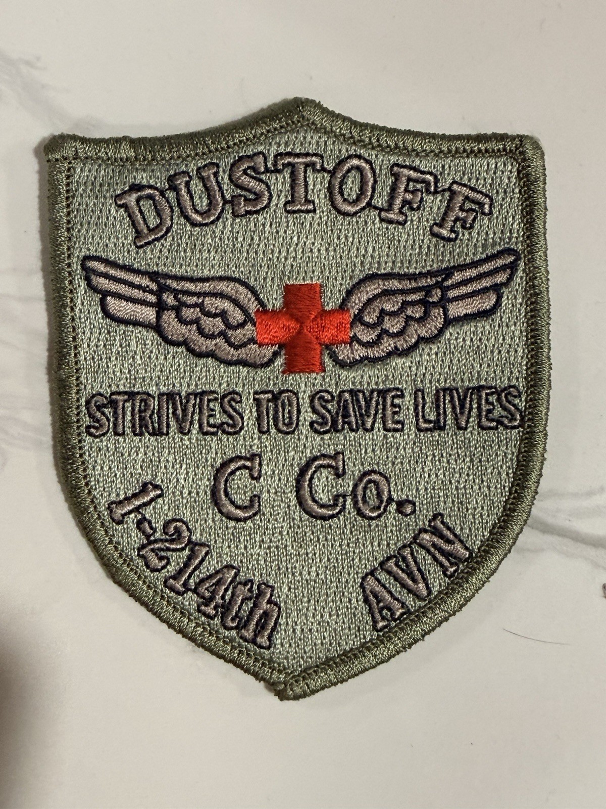 VTG US Army C Co, 1st Battalion, 214th Aviation Regiment MEDEVAC “DUSTOFF” Patch VTG US Army C Co, 1st Battalion, 214th Aviation Regiment MEDEVAC “DUSTOFF” Patch