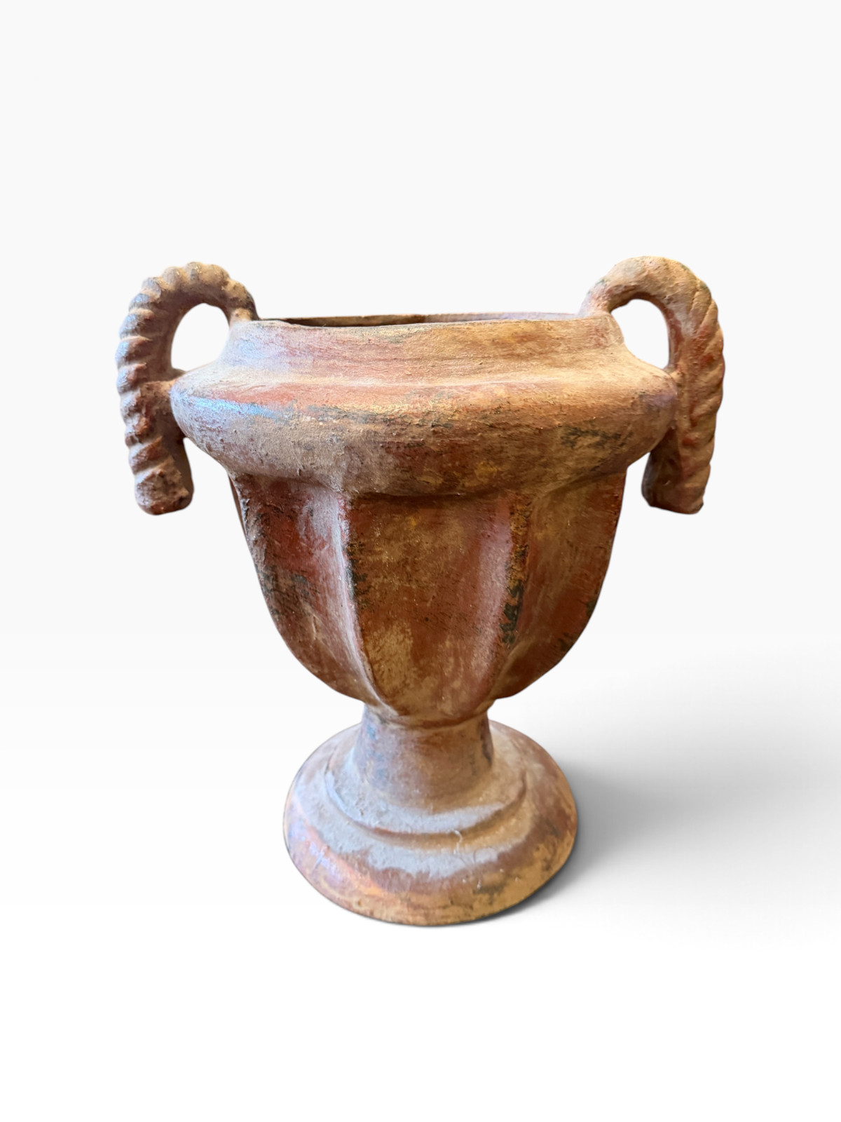Antique Italian Terracotta Dual Handle Vase Garden Urn