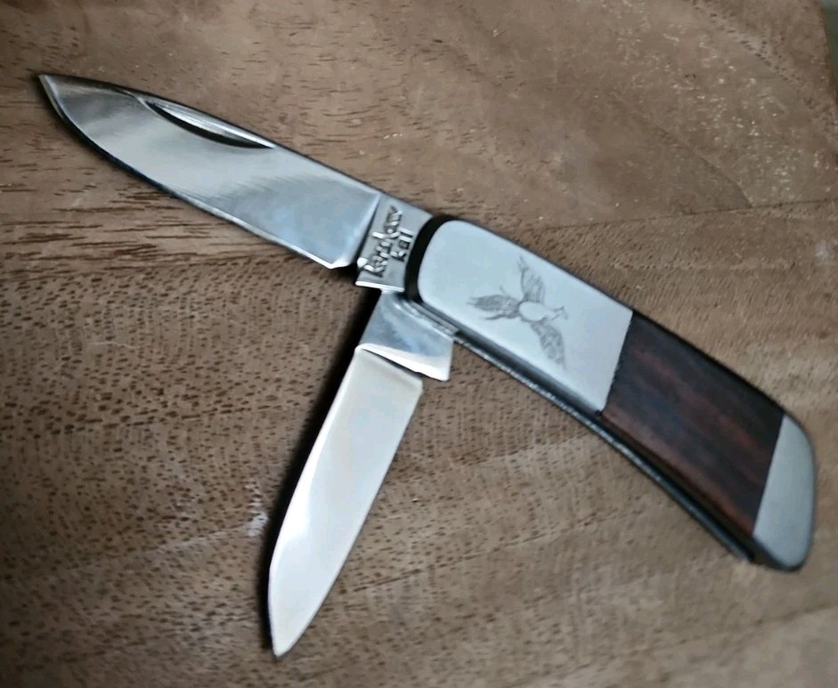 Near Mint Vtg Kershaw Kai 5700 Seki Japan  2 Blade Pocket Knife Red Wood Handle