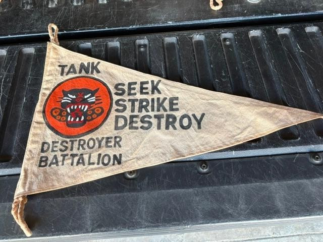 WWII US ARMY TANK DESTROYER SEEK STRIKE DESTROY  BARRACK BAR WALL FLAG