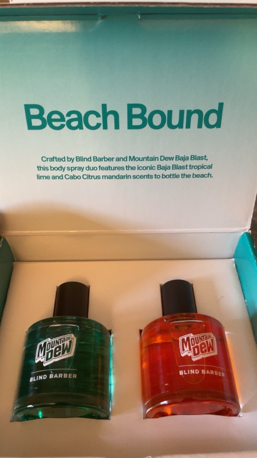 Mtn Mountain Dew Baja Blast/ Baja Cabo Body Spray/ Cologne Blind Barber Unopened