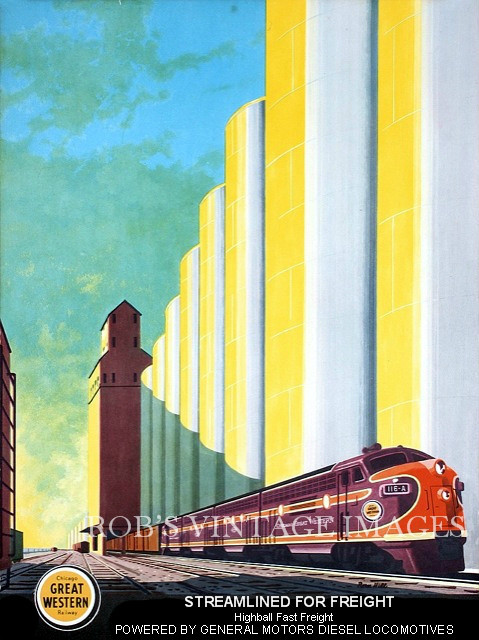 Bern Hill Chicago Great Western CGW Railroad train Poster lrge