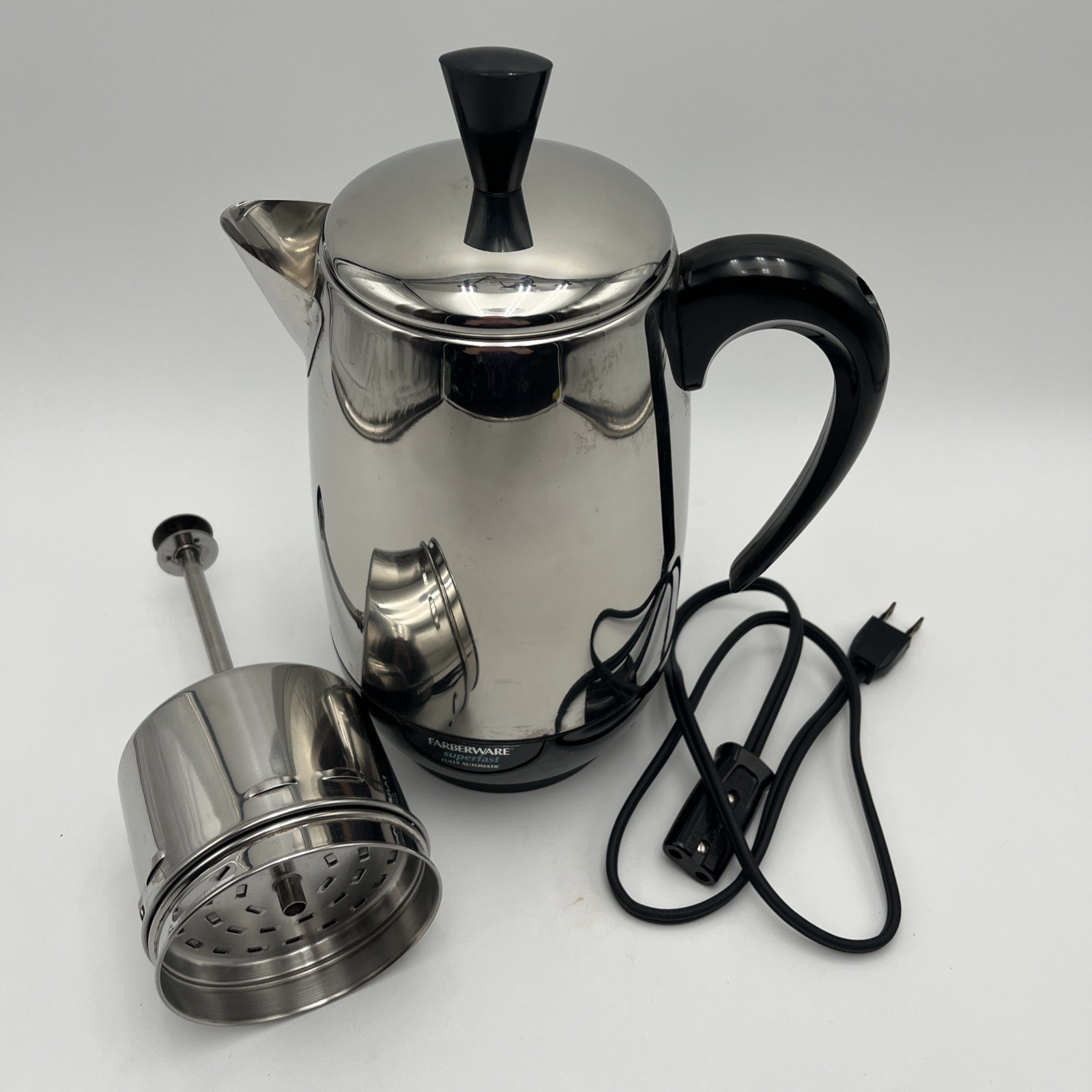 Vintage Farberware 8 Cup Coffee Pot Electric Percolator Stainless FCP-280 WORKS