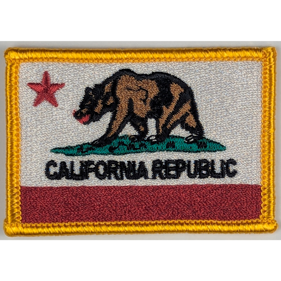 California State Flag Patch - Sew-On - Gold Border California State Flag Patch - Sew-On - Gold Border