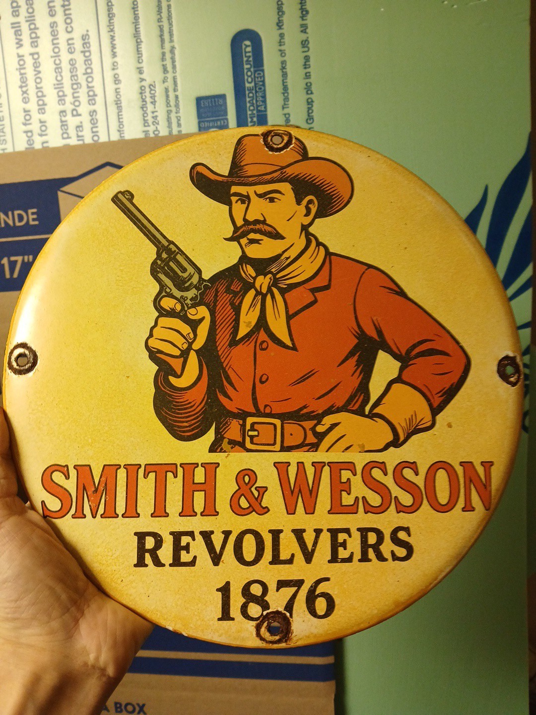 RARE SMITH & WESSON porcelain sign advertising vintage 12\