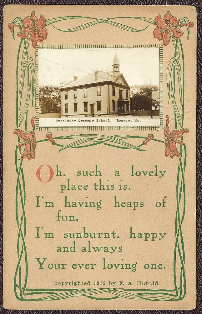 Brewer ME RPPC ca. 1912 - Excelsior Grammer School Postcard