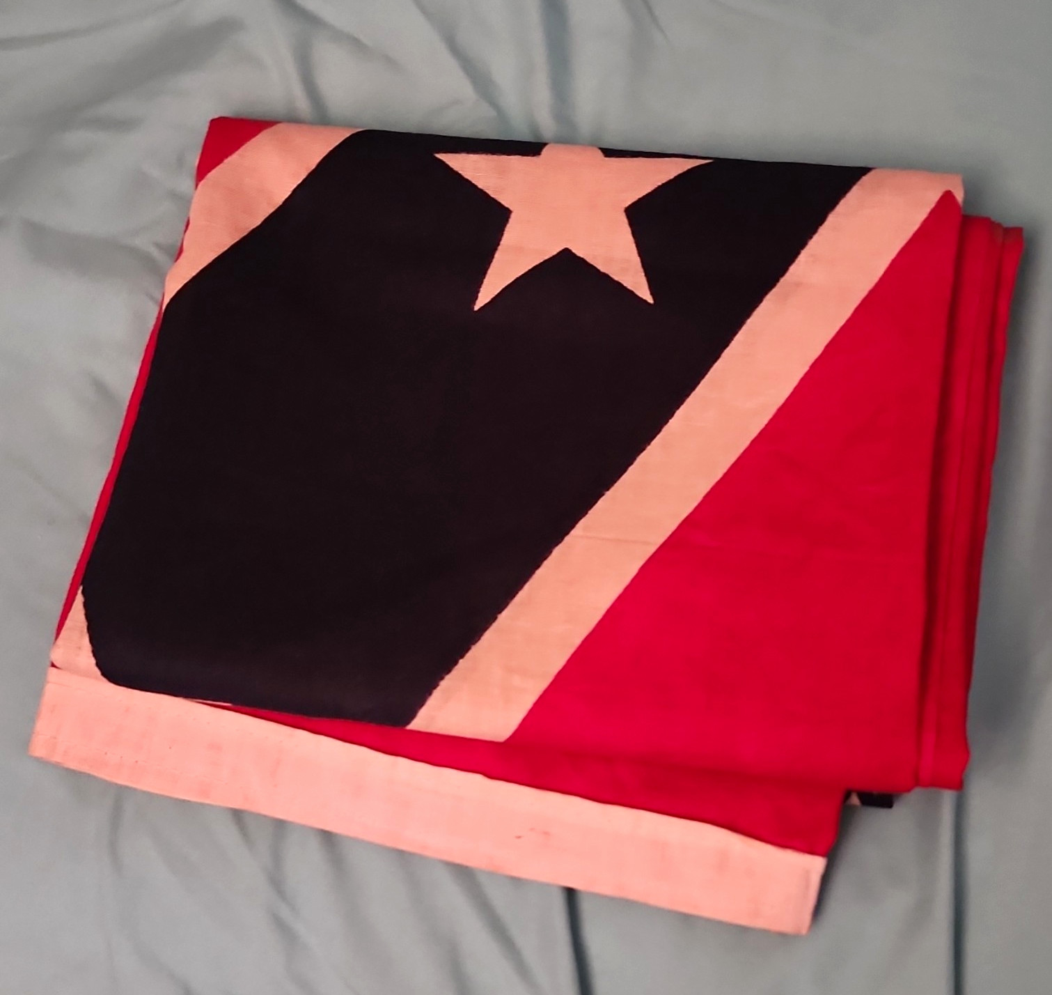 Very Early 20th Century Screened Cotton Beautiful Condition Flag.